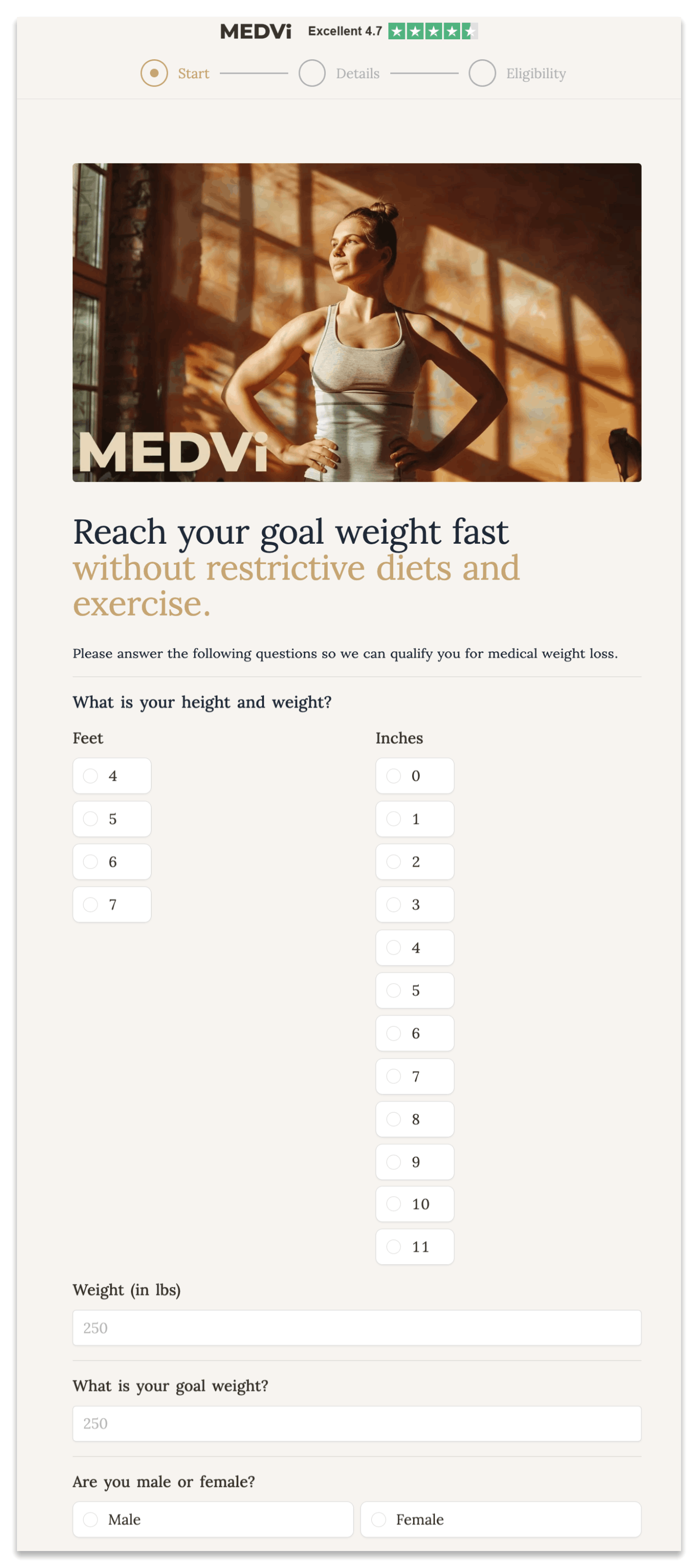 MEDVi online quiz form